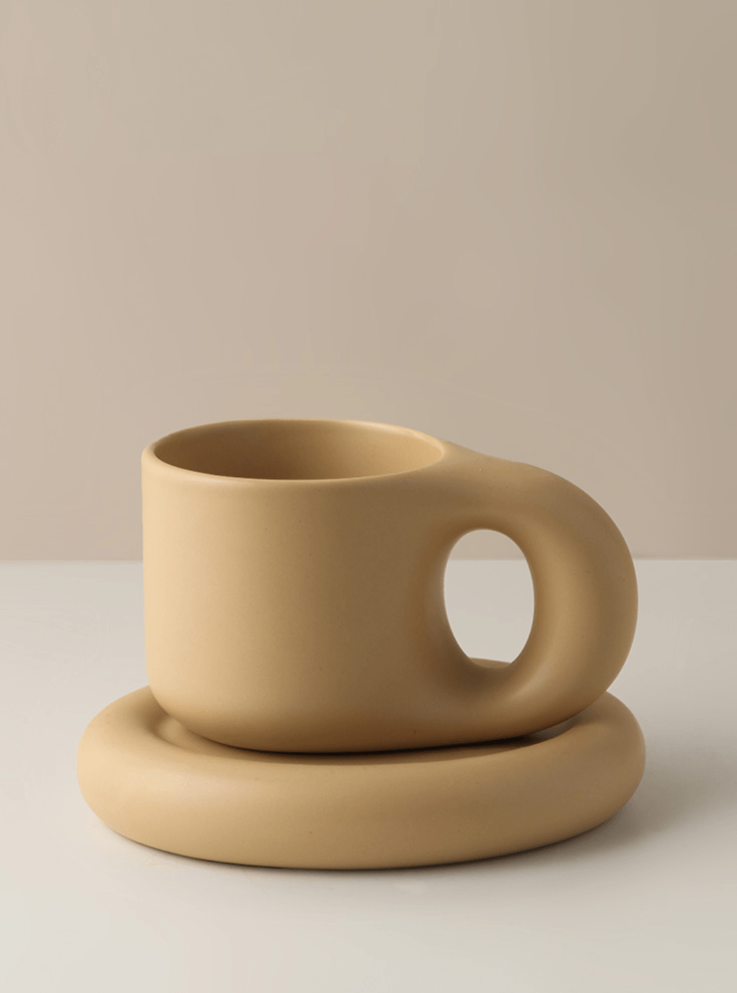 Chubby Cookie Mug and Plate Plant Studio LLC Cappuccino
