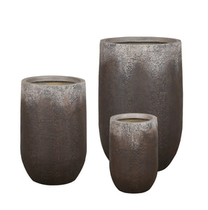 Fiber Clay Tall Pot - Faded Brown