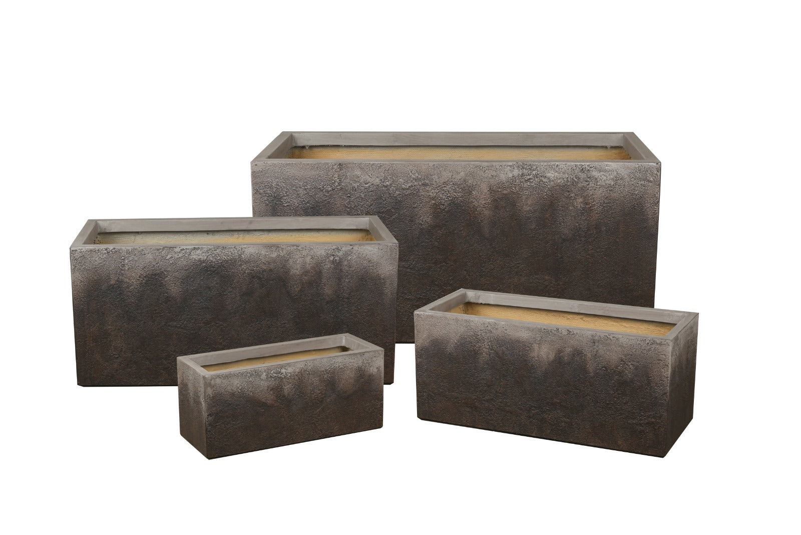 Fiber Clay Rustic Rectangle Pot
