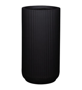 Fiber Clay Ribbed Tall Pot - Black