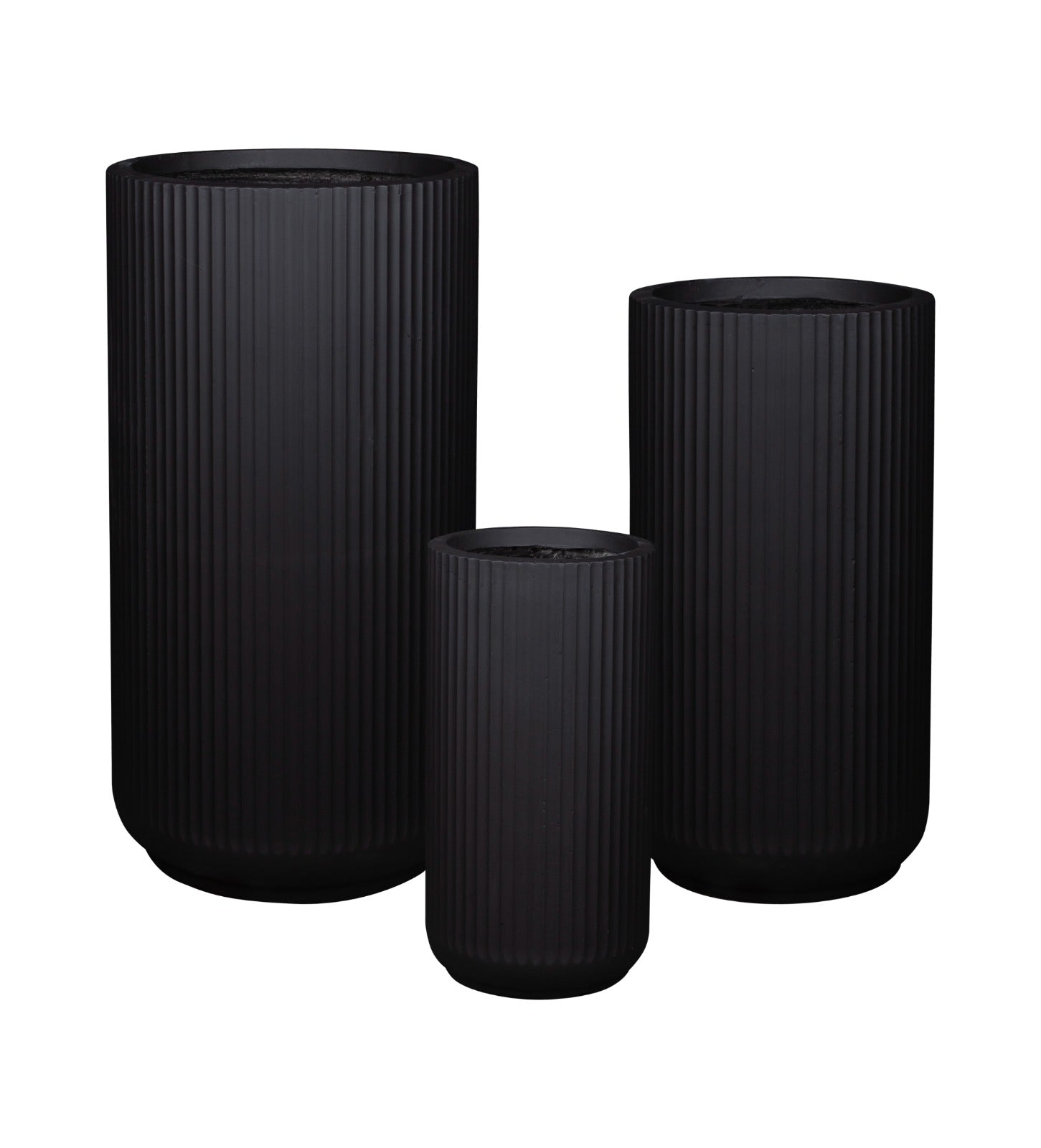 Fiber Clay Ribbed Tall Pot - Black