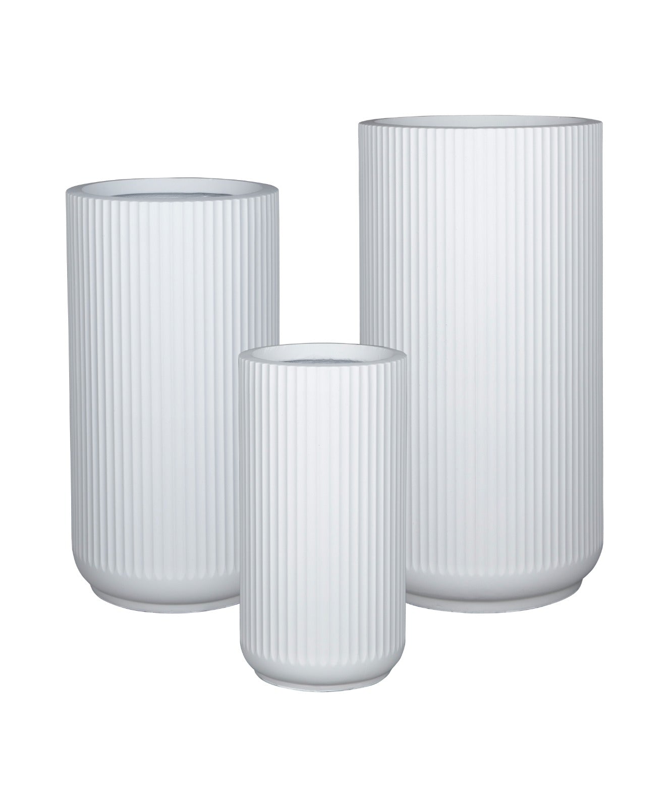 Fiber Clay Ribbed Tall Pot - White