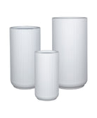 Fiber Clay Ribbed Tall Pot - White - Plant Studio LLC