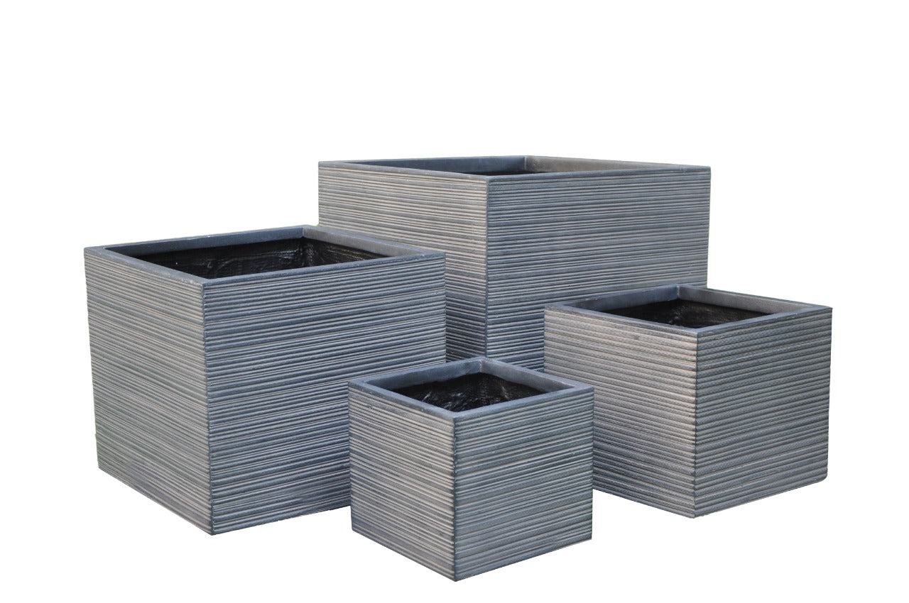Fiber Clay Square Pots - White, Black - Plant Studio LLC