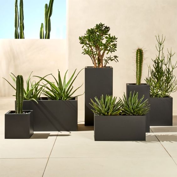 Rectangle GRP Fiber Clay Pots - Matte