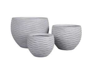 Fiber Clay Pot - White waves