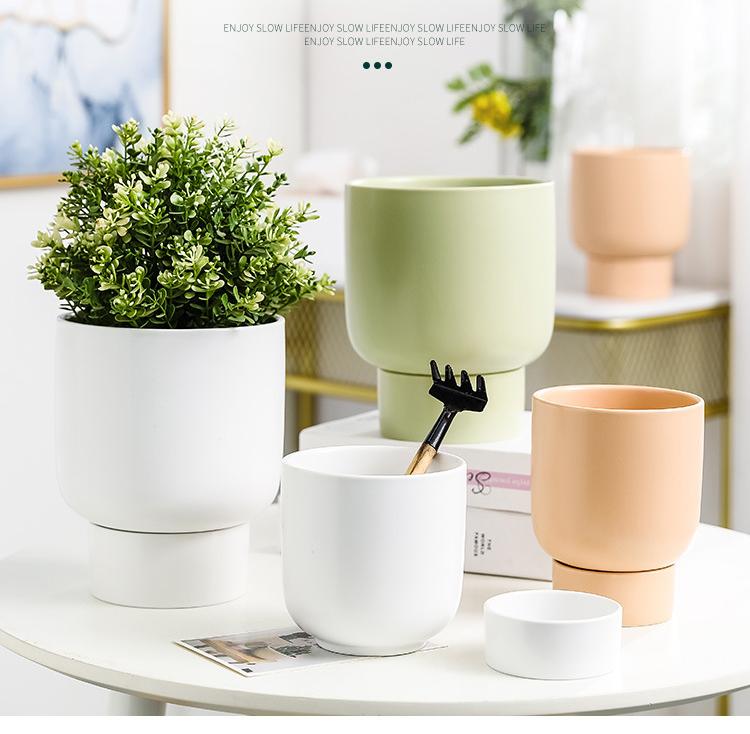 Pot and Plate - White - Plant Studio LLC