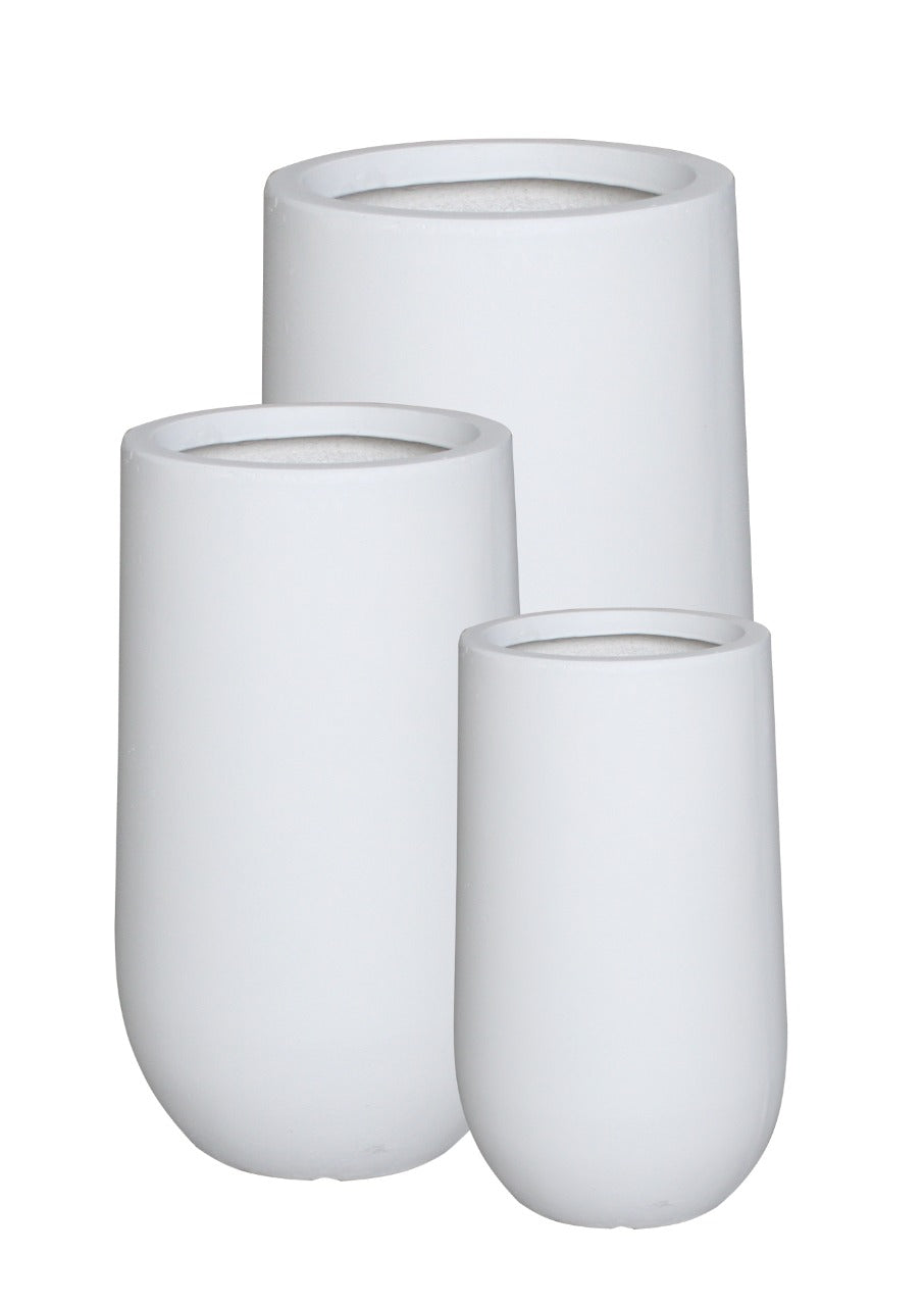 Fiber Clay Tall Drop Pot - White - Plant Studio LLC