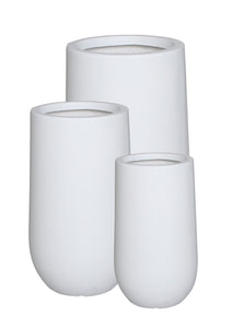 Fiber Clay Tall Drop Pot - White