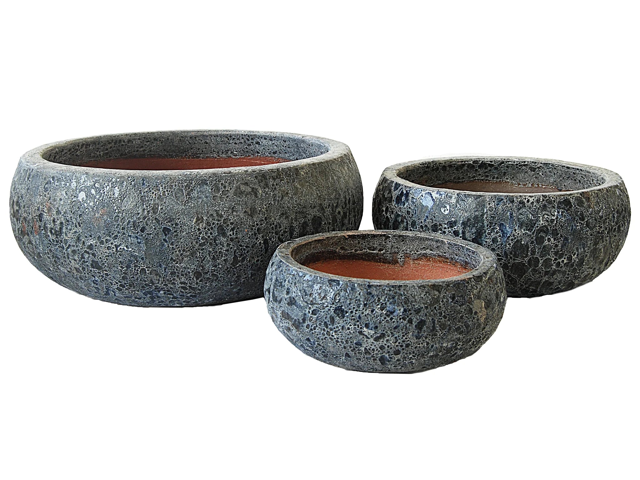 Antique Finish Ceramic Low Pot - Plant Studio LLC