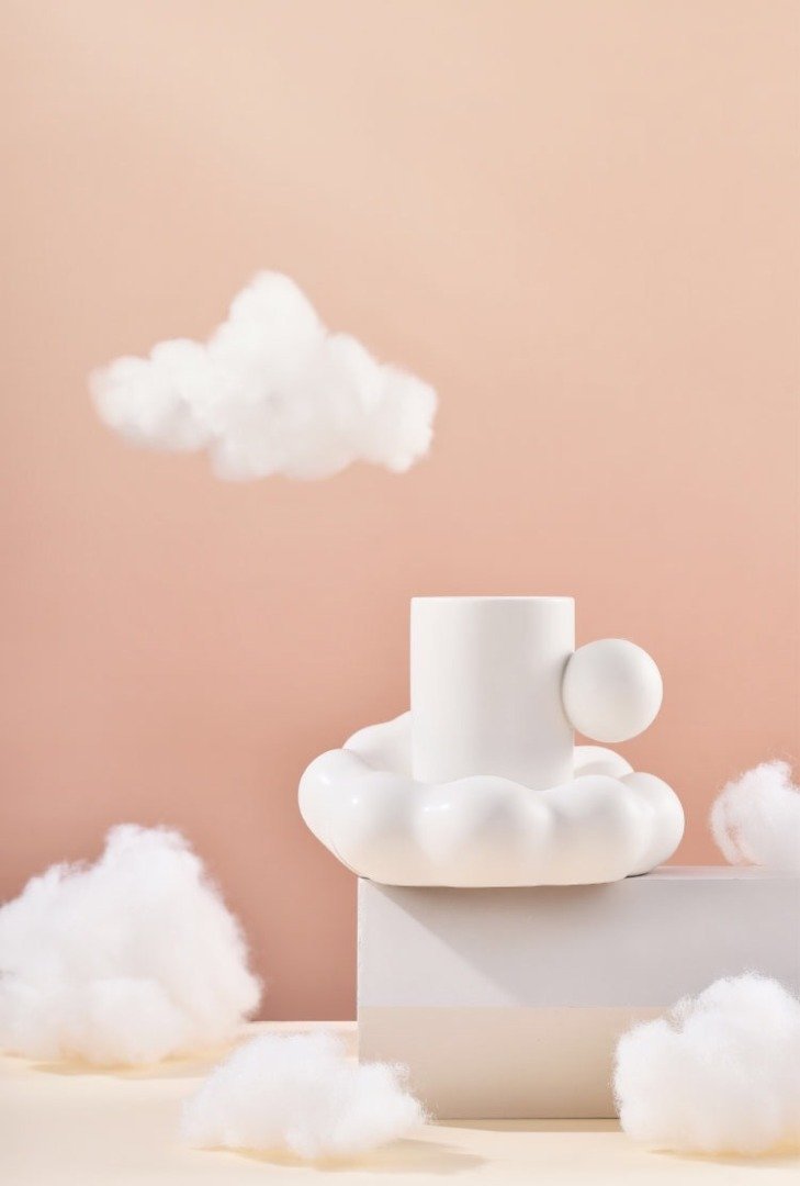 Minimalist Coffee Cup with Cloud Shaped Plate Plant Studio LLC 