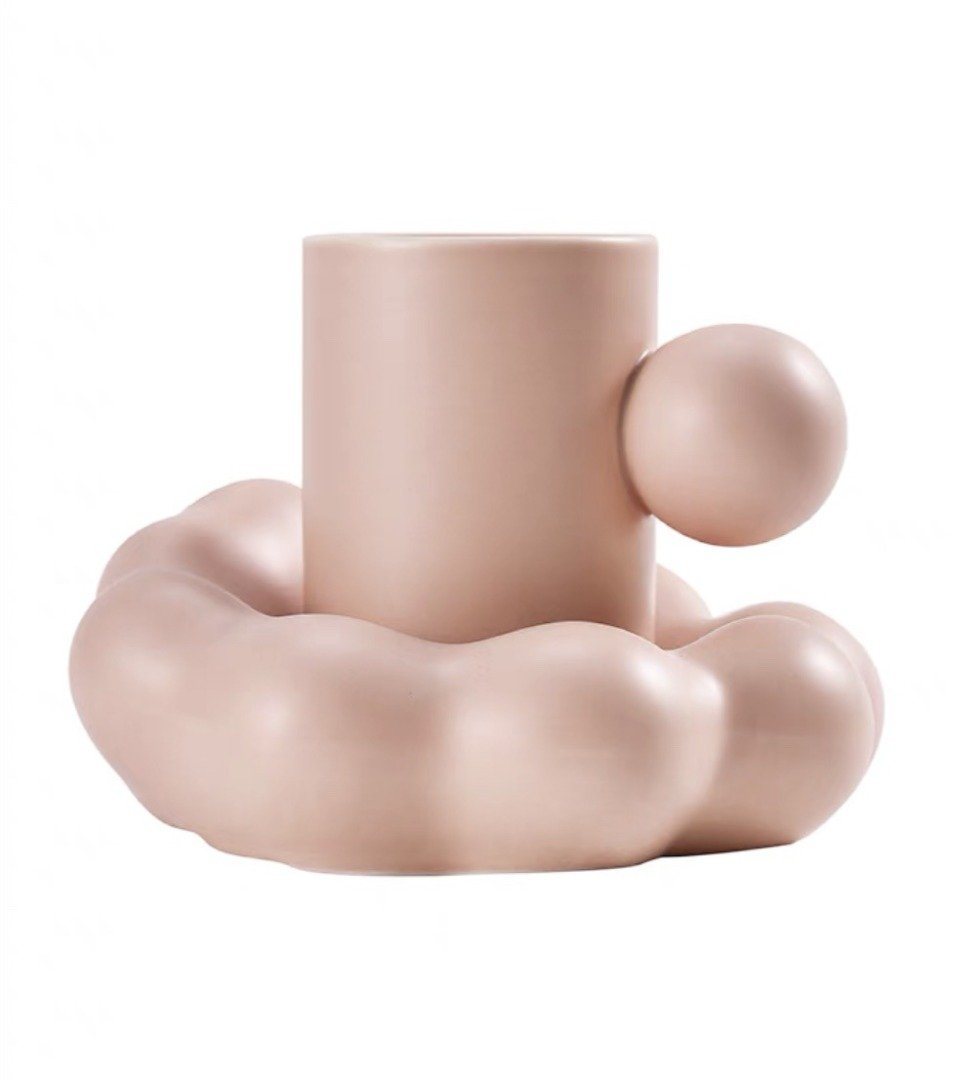 Minimalist Coffee Cup with Cloud Shaped Plate Plant Studio LLC Pink Mallows 