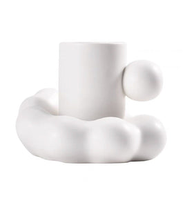 Minimalist Coffee Cup with Cloud Shaped Plate Plant Studio LLC Snow White 