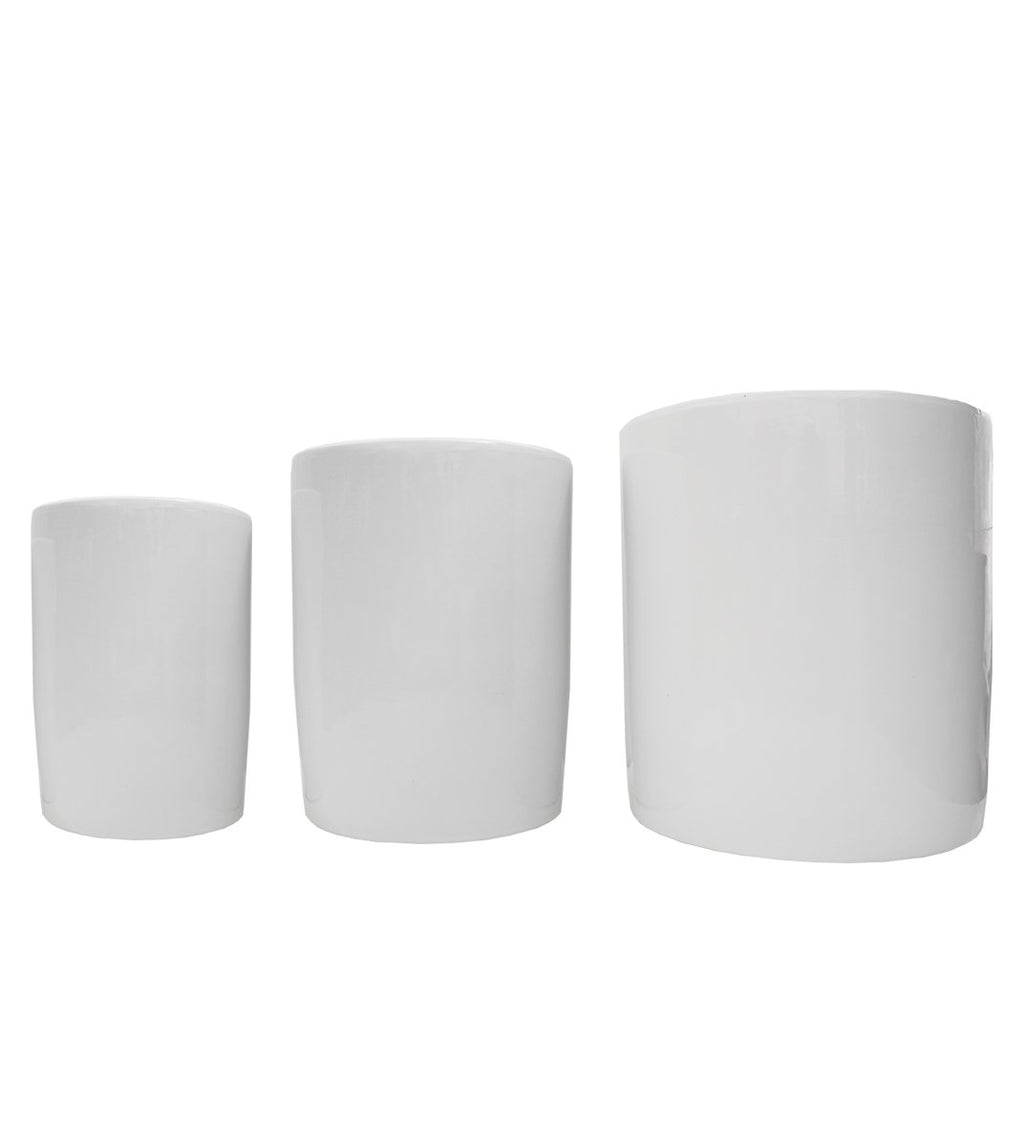 White Ceramic Pot - Cylinder Plant Studio LLC 